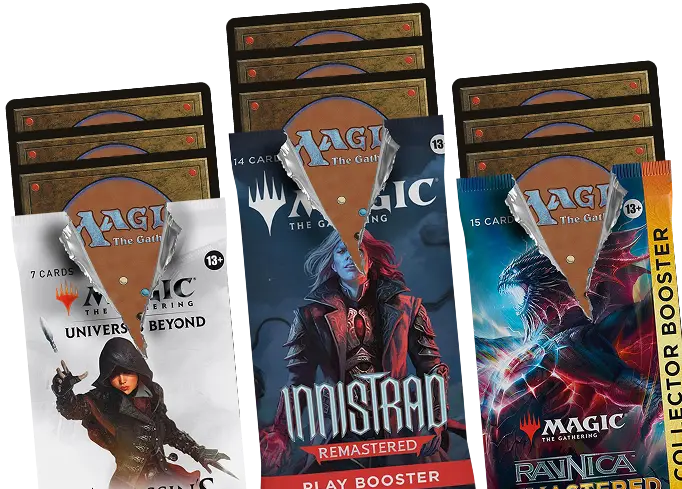 Open Magic: The Gathering booster packs